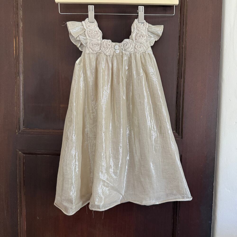 HALABALOO Silver Shimmery Rosette Girl's Party Dress | 4T - Picture 2 of 7